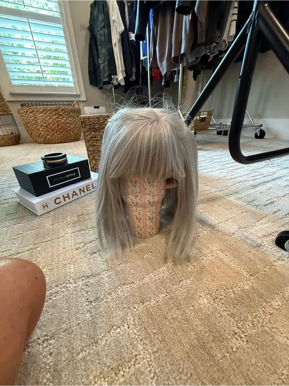 Silver Straight Bob Wig with Blunt Fringe